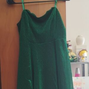 Shein Green Sparkly Knee-length Slip Dress